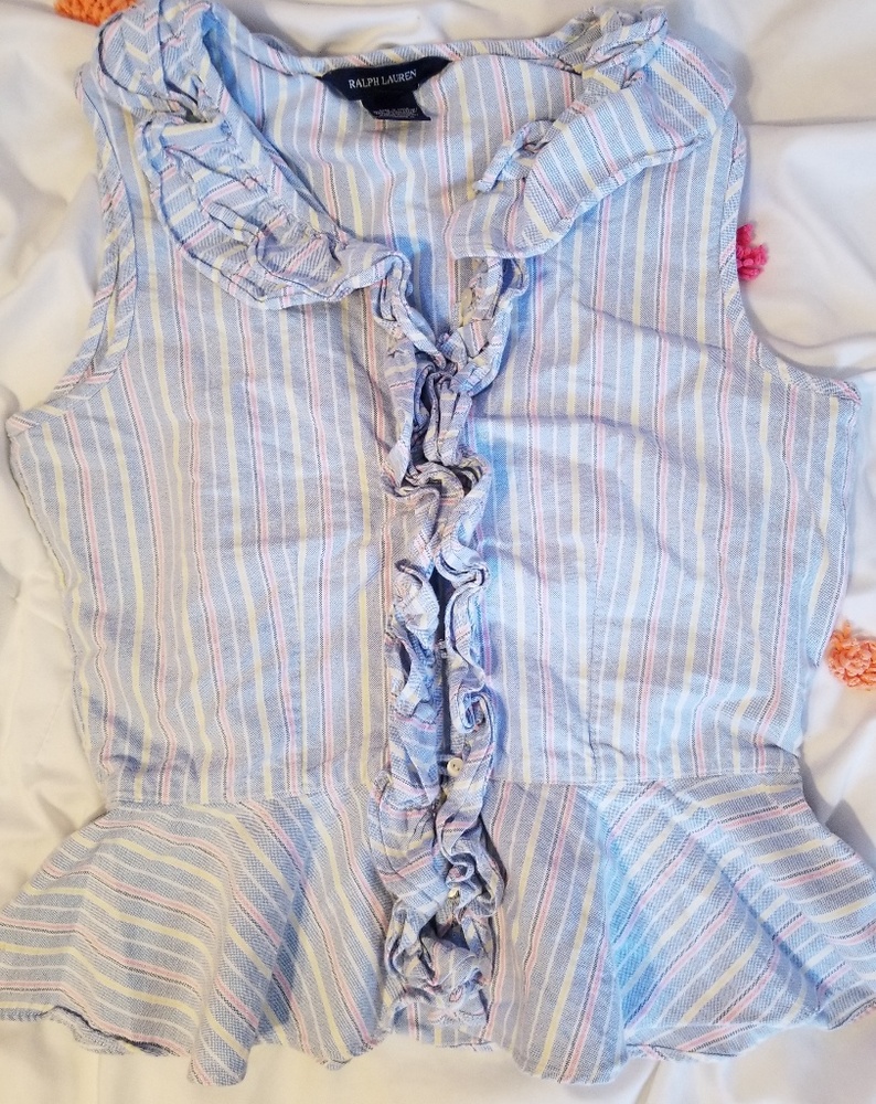 Ralph Lauren striped peplum ruffle top